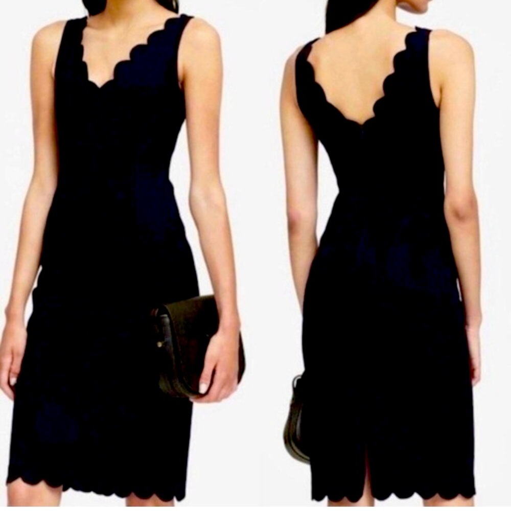 NWT Banana Republic Black scalloped sheath dress size 4